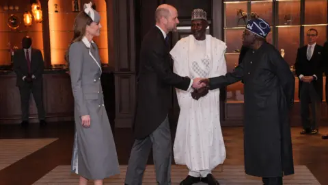 PA Media The Prince and Princess of Wales receive President of Nigeria Bola Ahmed Tinubu 