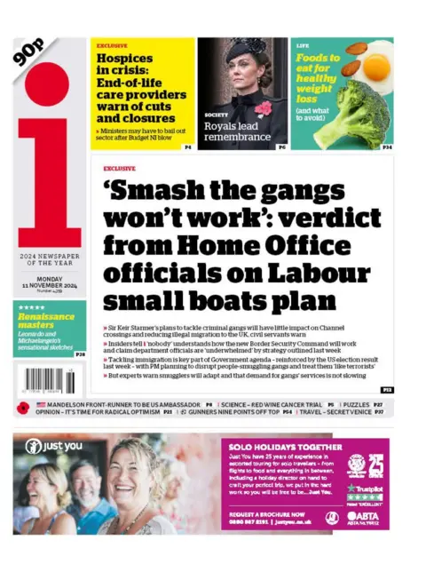 The front page of the i, 11 October 