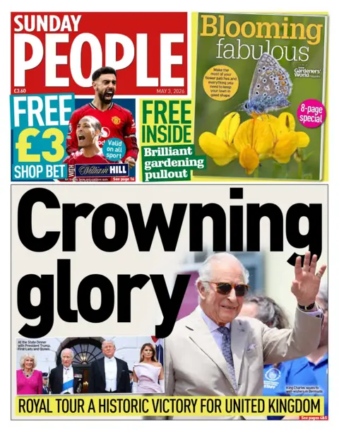 "Crowning glory," is the headline on the front page of the Sunday People.