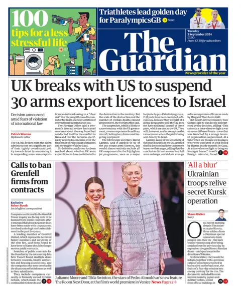  "UK breaks with US to suspend 30 arms export licences to Israel". 