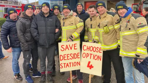 BBC Firefighters and their supporters