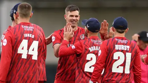 James Anderson celebrates a wicket