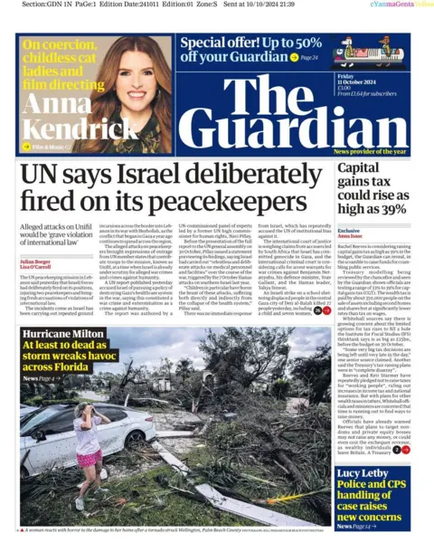 The Guardian front page on 11/10