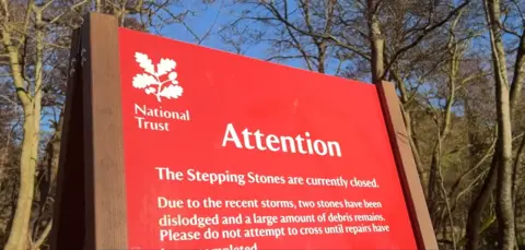 A warning sign telling people not to use the stones