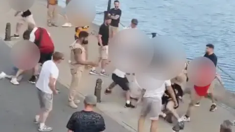Fans fighting