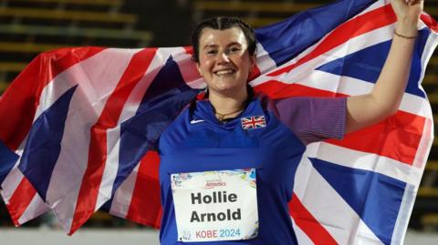 Hollie Arnold celebrates victory