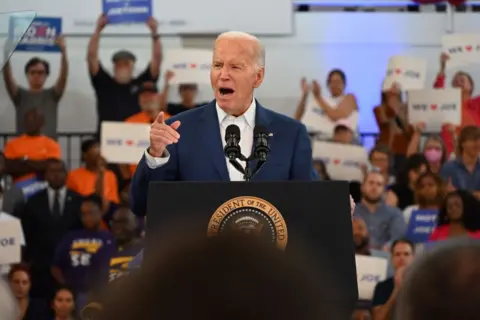 Joe Biden speaks to supporters in Michigan 