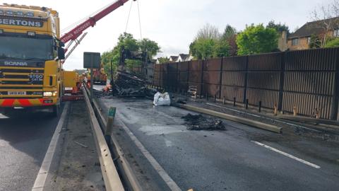 The scene of the lorry fire
