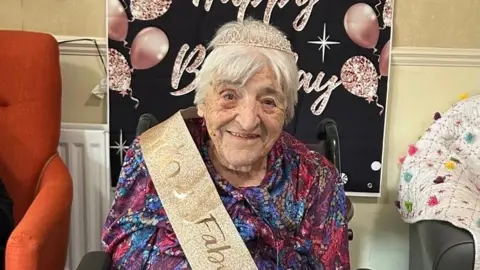 Athena Care Homes Ltd Gladys during her 100th birthday celebration
