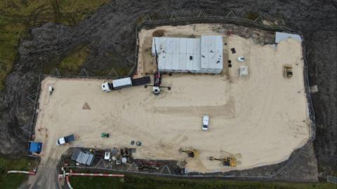 Overhead view of work on the Hylton Castle substation
