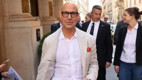 Getty Images Stanley Tucci seen in a street in Rome