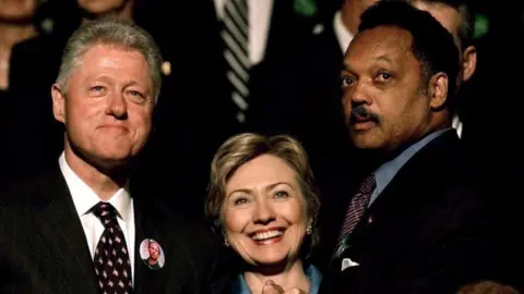 Getty Images Bill and Hillary Clinton with Jesse Jackson