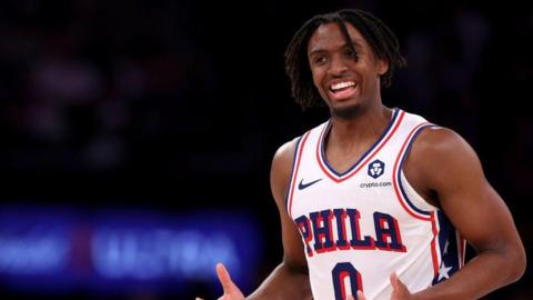 Tyrese Maxey in action for the Philadelphia 76ers against the New York Knicks