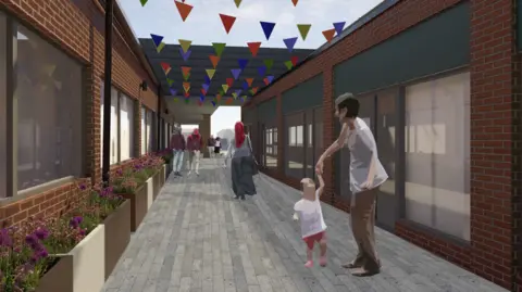 Ashfield District Council Artist impression of Central Walk revamp in Hucknall
