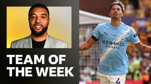 Team of the week graphic with picture of Tijjani Reijnders