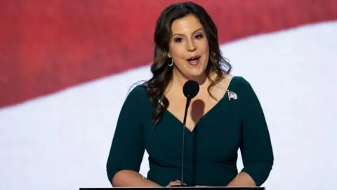 Congresswoman Elise Stefanik speaks at the Republican National Convention in Milwaukee on 16 July, 2024