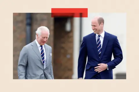 Getty Images King Charles III and Prince William both wearing the regimental tie of the Army Air Corps 