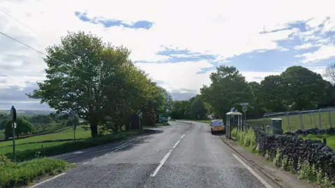 The A6 in Taddington, Derbyshire, at the junction of Hollow O'The Moor