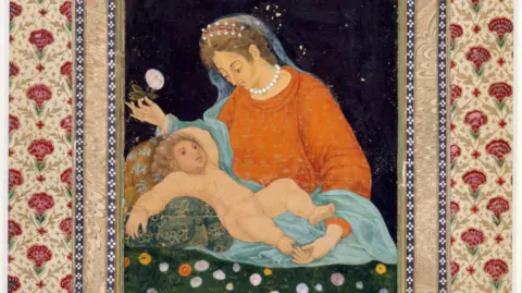 From the British Library archive A 1630 painting of Virgin and child with influences of Islamic art