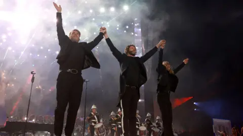 Take That performing at the Coronation concert in 2023