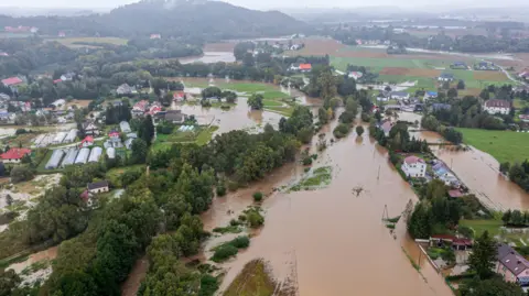 EPA The flooded colony   of Krosnowice, confederate  Poland, 14 Sep 24