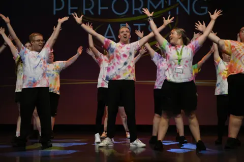 Dance group on stage at Disneyland Paris