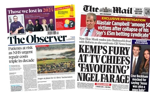 Observer and Mail on Sunday front pages