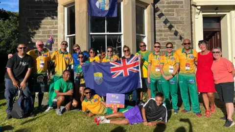 Alice Cant The St Helena team gathering outside Andy Cant's house in Kirkwall