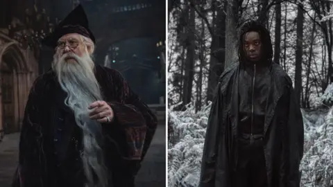 Lara Cornell/HBO John Lithgow and Paapa Essiedu in stills from Harry Potter