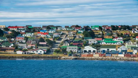 Getty Images A general view picture of homes in Stanley, the capital of the Falklands Islands.