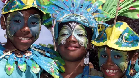 Three young radical   successful  Carnival costume