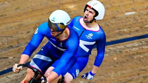 Aaron Pope and Neil Fachie celebrate