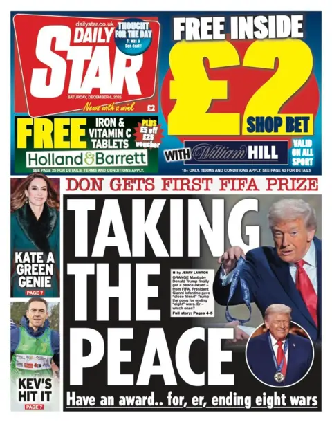 The headline on the front page of the Star reads: “Taking the peace”.