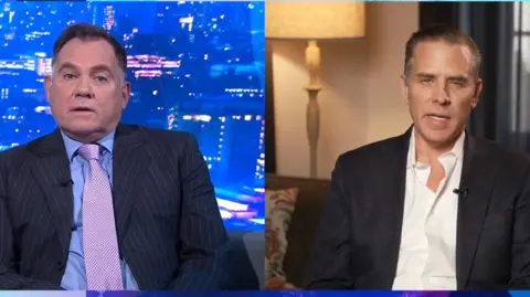 Paddy O'Connell and Hunter Biden in a split screen.