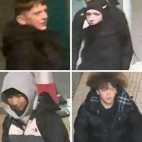 Nottinghamshire Police Four youths are pictured in a composite image