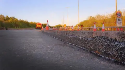 The A299 Thanet Way with work is being carried out