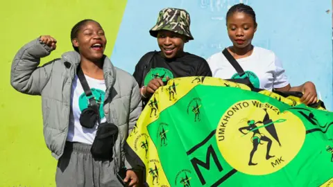 Darren Stewart/Getty Images MK members during the uMkhonto weSizwe (MK) rally on June 17, 2024 in Umzumbe, South Africa. The sub region will hold by-elections on the 19th of June.