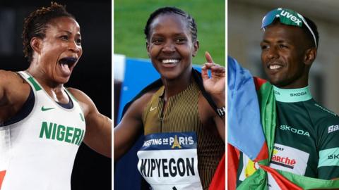 Blessing Oborududu, Faith Kipyegon and Biniam Girmay celebrate victories in their respective disciplines