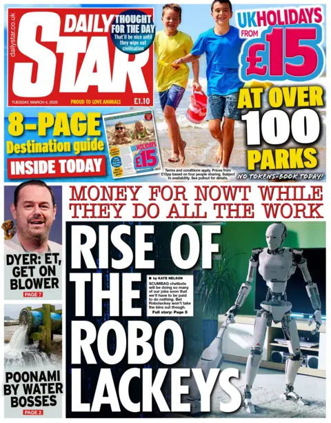 Judul di halaman depan The Daily Star berbunyi: "Bangkitnya robo antek."