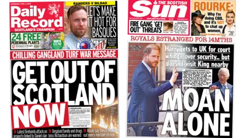 The front pages of the Daily Record and the Scottish Su