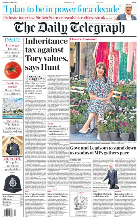Daily Telegraph: Inheritance tax against Tory values, says Hunt