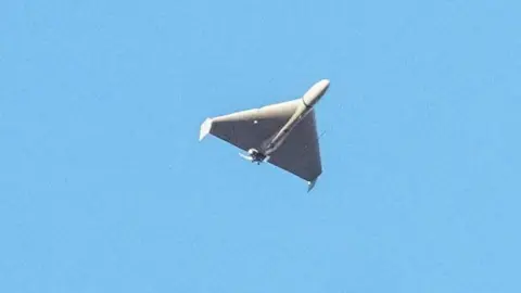 Reuters A Russian drone is seen flying during an attack on Ukraine. File photo