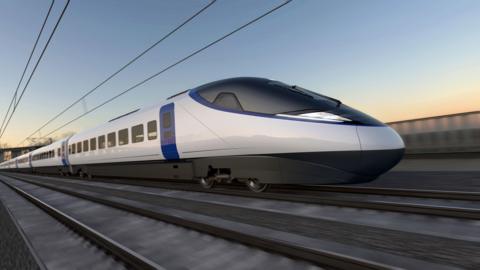 An artist's impression of one of the HS2 trains