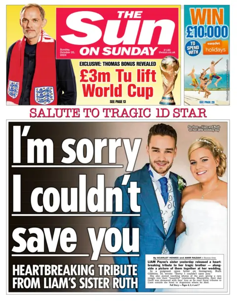 The Sun on Sunday's headline reads: "I'm sorry I couldn't save you"