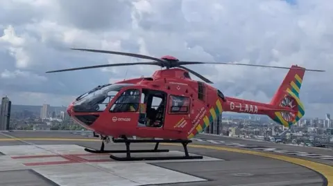 London Air Ambulance on the landing pad