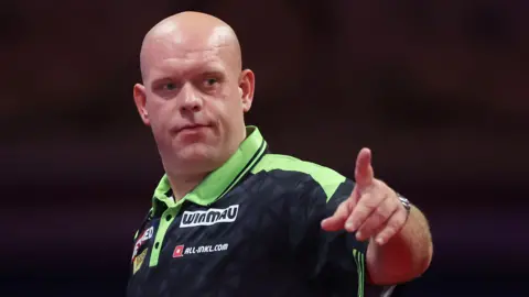 Michael van Gerwen competing at Grand Slam of Darts in Wolverhampton