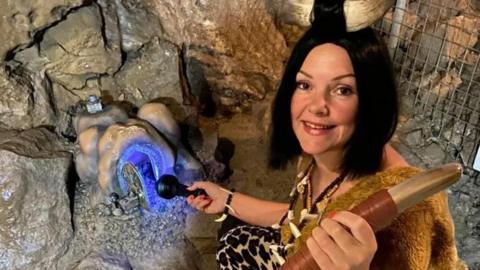 Lisa Bowerman pictured in the caves beneath the Yorkhire Dales