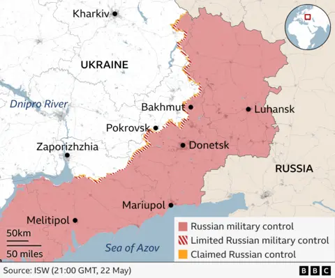 Map showing Pokrovsk