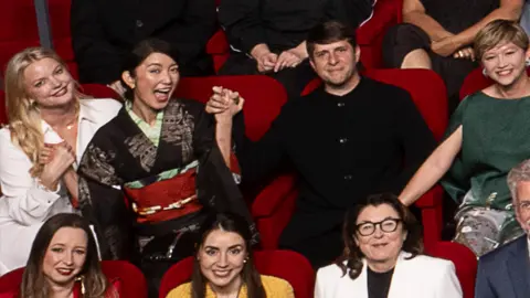 Ampas Hanna Aqvilin, Shiori ITO, Eric Nyari and Ema Ryan Yamazaki in 97th Oscar nominated dinner class photo