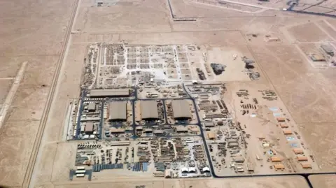 An aerial shot of the Al Udeid Air Base in 2004
